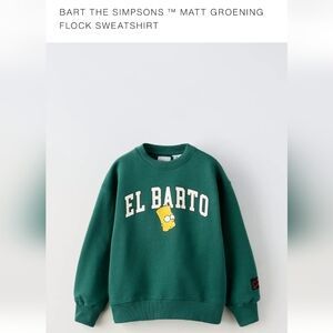 Zara Green 'El Barto' Sweatshirt Size 13-14